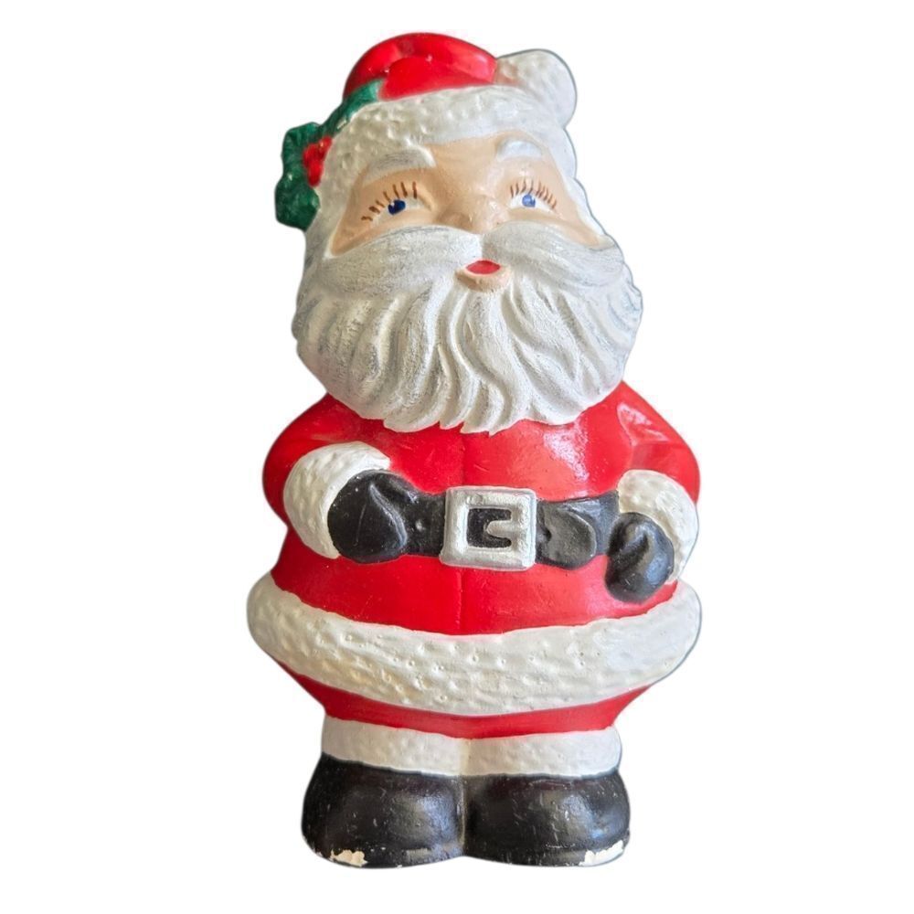 Festive Santa Claus Ceramic Red and White Christmas Decor Mistltoe